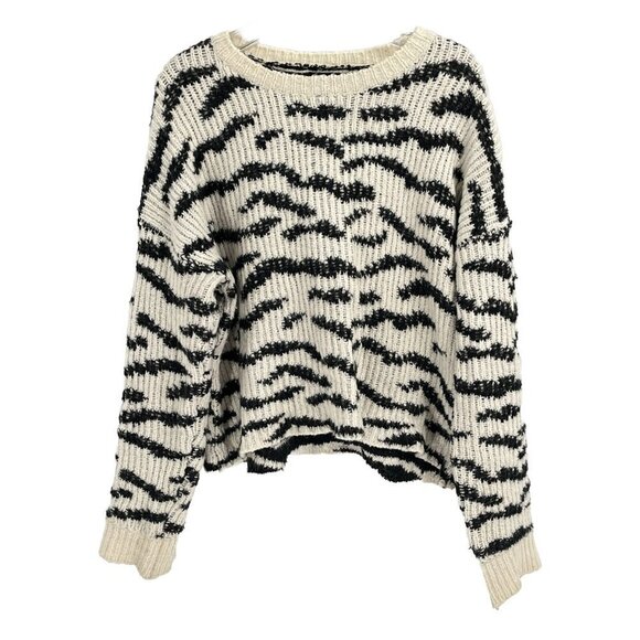 Line The Label Zebra Black White Sweater Print Cotton Wool Alpaca Sz Large - Picture 1 of 6